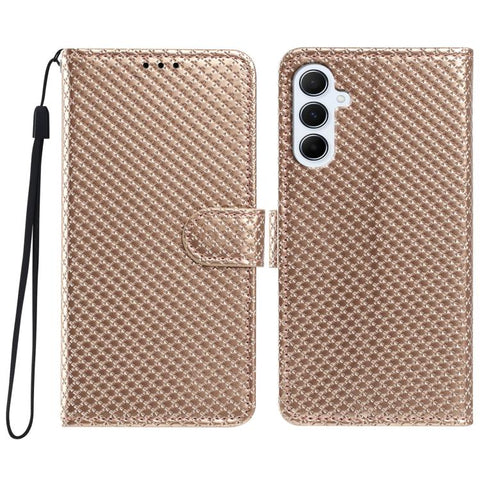 Mirrored Buckle Vegan Leather Phone Case with Small Black Cord, For Galaxy A56 5G, For Galaxy A26 5G, For Galaxy A36 5G, For Galaxy A16 4G / 5G