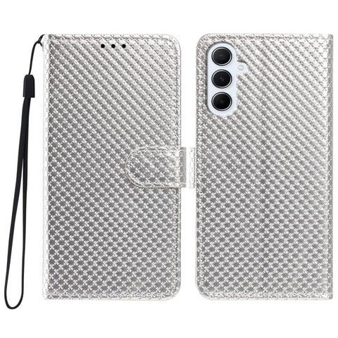 Mirrored Buckle Vegan Leather Phone Case with Small Black Cord, For Galaxy A56 5G, For Galaxy A26 5G, For Galaxy A36 5G, For Galaxy A16 4G / 5G