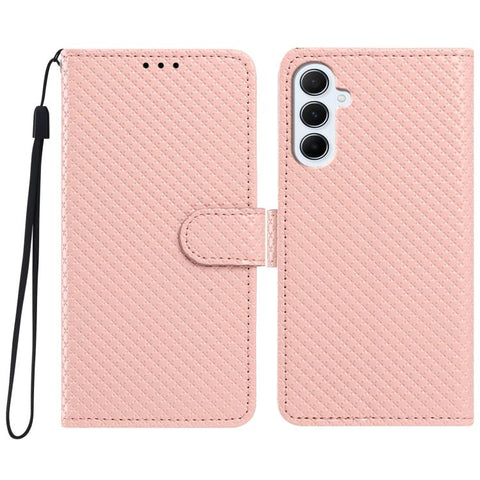 Mirrored Buckle Vegan Leather Phone Case with Small Black Cord, For Galaxy A56 5G, For Galaxy A26 5G, For Galaxy A36 5G, For Galaxy A16 4G / 5G