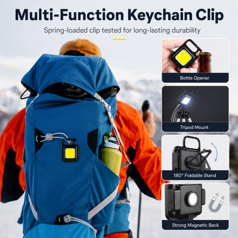 Portable Keychain Camping Light Mini COB LED Flashlight, 150mAh, 200mAh, 300mAh, 500mAh, 800mAh