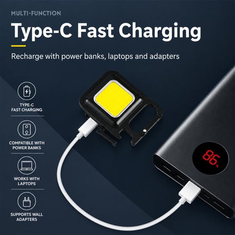 Portable Keychain Camping Light Mini COB LED Flashlight, 150mAh, 200mAh, 300mAh, 500mAh, 800mAh