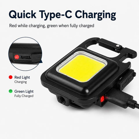 Portable Keychain Camping Light Mini COB LED Flashlight, 150mAh, 200mAh, 300mAh, 500mAh, 800mAh