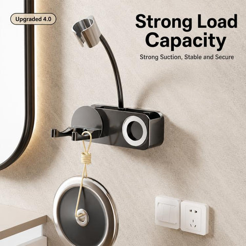No-drill Suction Cup Bathroom Hair Dryer Holder Storage Wall-mounted Rack, with Lazy Rack, without Lazy Rack