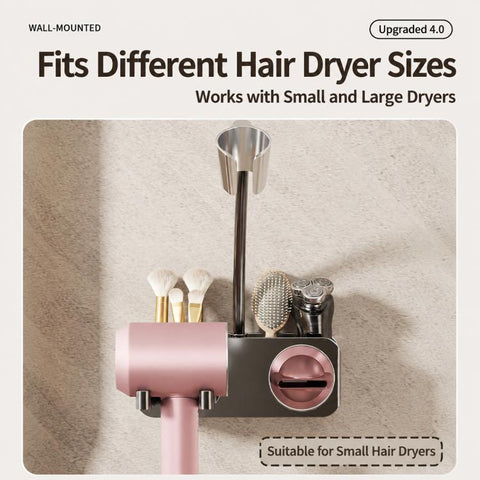 No-drill Suction Cup Bathroom Hair Dryer Holder Storage Wall-mounted Rack, with Lazy Rack, without Lazy Rack