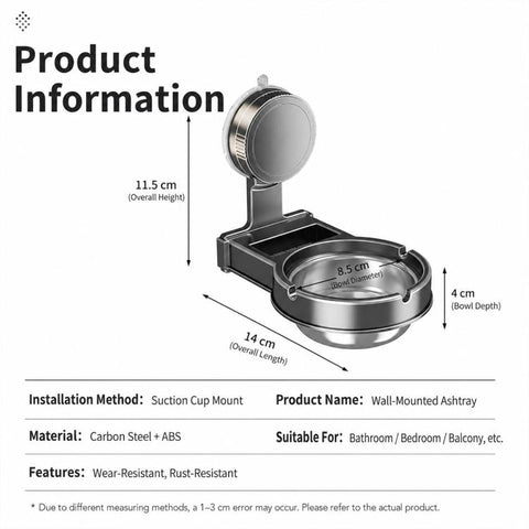 No-drill Suction Cup Wall-mounted Ashtray