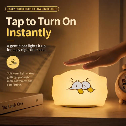 ZHL001Y Early To Bed Pillow Duck Night Light Touch Sensor Bedside Lamp