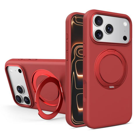 Liquid Silicone Magnetic Phone Case with Rotating Stand, For iPhone 18 Pro / 17 Pro, For iPhone 18 Pro Max / 17 Pro Max, For iPhone 17, For iPhone 16 Pro Max, For iPhone 16 Pro, For iPhone 16
