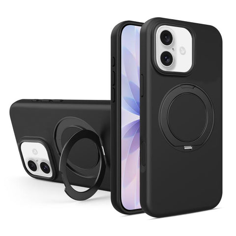 Liquid Silicone Magnetic Phone Case with Rotating Stand, For iPhone 18 Pro / 17 Pro, For iPhone 18 Pro Max / 17 Pro Max, For iPhone 17, For iPhone 16 Pro Max, For iPhone 16 Pro, For iPhone 16
