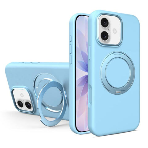 Liquid Silicone Magnetic Phone Case with Rotating Stand, For iPhone 18 Pro / 17 Pro, For iPhone 18 Pro Max / 17 Pro Max, For iPhone 17, For iPhone 16 Pro Max, For iPhone 16 Pro, For iPhone 16