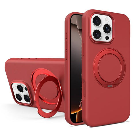 Liquid Silicone Magnetic Phone Case with Rotating Stand, For iPhone 18 Pro / 17 Pro, For iPhone 18 Pro Max / 17 Pro Max, For iPhone 17, For iPhone 16 Pro Max, For iPhone 16 Pro, For iPhone 16