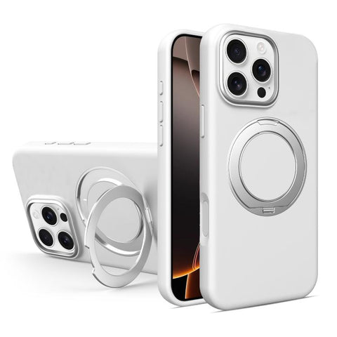 Liquid Silicone Magnetic Phone Case with Rotating Stand, For iPhone 18 Pro / 17 Pro, For iPhone 18 Pro Max / 17 Pro Max, For iPhone 17, For iPhone 16 Pro Max, For iPhone 16 Pro, For iPhone 16