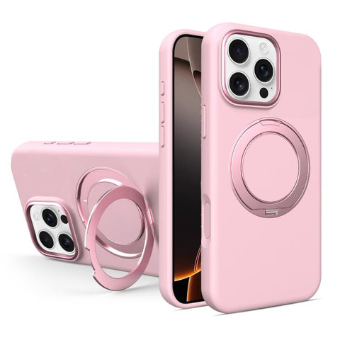 Liquid Silicone Magnetic Phone Case with Rotating Stand, For iPhone 18 Pro / 17 Pro, For iPhone 18 Pro Max / 17 Pro Max, For iPhone 17, For iPhone 16 Pro Max, For iPhone 16 Pro, For iPhone 16
