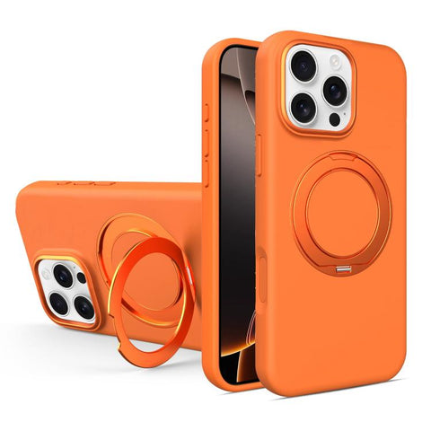 Liquid Silicone Magnetic Phone Case with Rotating Stand, For iPhone 18 Pro / 17 Pro, For iPhone 18 Pro Max / 17 Pro Max, For iPhone 17, For iPhone 16 Pro Max, For iPhone 16 Pro, For iPhone 16