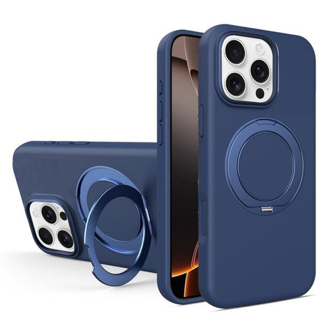 Liquid Silicone Magnetic Phone Case with Rotating Stand, For iPhone 18 Pro / 17 Pro, For iPhone 18 Pro Max / 17 Pro Max, For iPhone 17, For iPhone 16 Pro Max, For iPhone 16 Pro, For iPhone 16