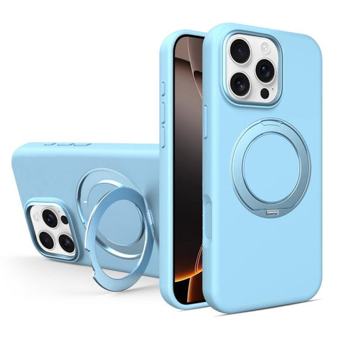 Liquid Silicone Magnetic Phone Case with Rotating Stand, For iPhone 18 Pro / 17 Pro, For iPhone 18 Pro Max / 17 Pro Max, For iPhone 17, For iPhone 16 Pro Max, For iPhone 16 Pro, For iPhone 16