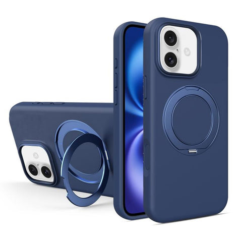 Liquid Silicone Magnetic Phone Case with Rotating Stand, For iPhone 18 Pro / 17 Pro, For iPhone 18 Pro Max / 17 Pro Max, For iPhone 17, For iPhone 16 Pro Max, For iPhone 16 Pro, For iPhone 16
