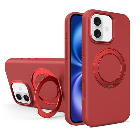Liquid Silicone Magnetic Phone Case with Rotating Stand, For iPhone 18 Pro / 17 Pro, For iPhone 18 Pro Max / 17 Pro Max, For iPhone 17, For iPhone 16 Pro Max, For iPhone 16 Pro, For iPhone 16