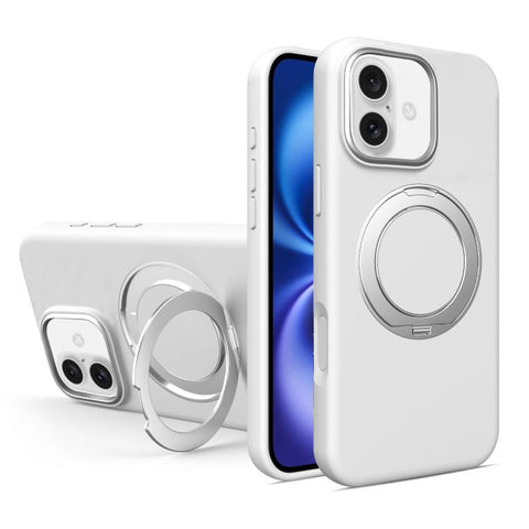 Liquid Silicone Magnetic Phone Case with Rotating Stand, For iPhone 18 Pro / 17 Pro, For iPhone 18 Pro Max / 17 Pro Max, For iPhone 17, For iPhone 16 Pro Max, For iPhone 16 Pro, For iPhone 16