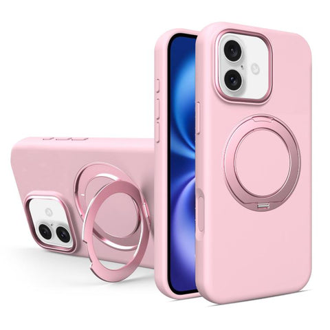 Liquid Silicone Magnetic Phone Case with Rotating Stand, For iPhone 18 Pro / 17 Pro, For iPhone 18 Pro Max / 17 Pro Max, For iPhone 17, For iPhone 16 Pro Max, For iPhone 16 Pro, For iPhone 16