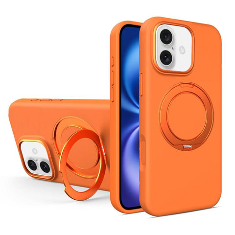 Liquid Silicone Magnetic Phone Case with Rotating Stand, For iPhone 18 Pro / 17 Pro, For iPhone 18 Pro Max / 17 Pro Max, For iPhone 17, For iPhone 16 Pro Max, For iPhone 16 Pro, For iPhone 16