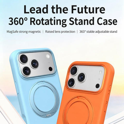 Liquid Silicone Magnetic Phone Case with Rotating Stand, For iPhone 18 Pro / 17 Pro, For iPhone 18 Pro Max / 17 Pro Max, For iPhone 17, For iPhone 16 Pro Max, For iPhone 16 Pro, For iPhone 16