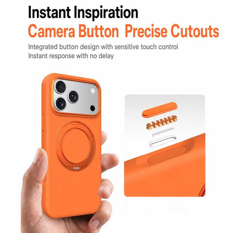 Liquid Silicone Magnetic Phone Case with Rotating Stand, For iPhone 18 Pro / 17 Pro, For iPhone 18 Pro Max / 17 Pro Max, For iPhone 17, For iPhone 16 Pro Max, For iPhone 16 Pro, For iPhone 16