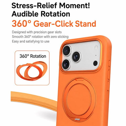 Liquid Silicone Magnetic Phone Case with Rotating Stand, For iPhone 18 Pro / 17 Pro, For iPhone 18 Pro Max / 17 Pro Max, For iPhone 17, For iPhone 16 Pro Max, For iPhone 16 Pro, For iPhone 16