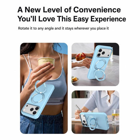 Liquid Silicone Magnetic Phone Case with Rotating Stand, For iPhone 18 Pro / 17 Pro, For iPhone 18 Pro Max / 17 Pro Max, For iPhone 17, For iPhone 16 Pro Max, For iPhone 16 Pro, For iPhone 16