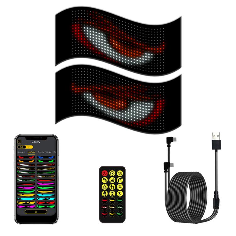Demon Eye Car Ultra-Thin Waterproof LED Flexible Matrix Display Screen 2pcs, 16 x 32 USB set, 16 x 64 USB set, 20 x 64 USB set, 16 x 96 USB set