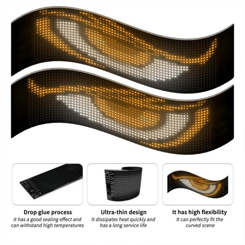 Demon Eye Car Ultra-Thin Waterproof LED Flexible Matrix Display Screen 2pcs, 16 x 32 USB set, 16 x 64 USB set, 20 x 64 USB set, 16 x 96 USB set