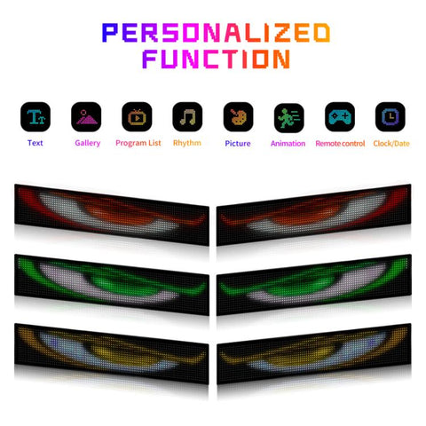 Demon Eye Car Ultra-Thin Waterproof LED Flexible Matrix Display Screen 2pcs, 16 x 32 USB set, 16 x 64 USB set, 20 x 64 USB set, 16 x 96 USB set