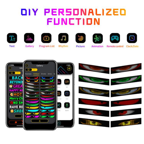 Demon Eye Car Ultra-Thin Waterproof LED Flexible Matrix Display Screen 2pcs, 16 x 32 USB set, 16 x 64 USB set, 20 x 64 USB set, 16 x 96 USB set
