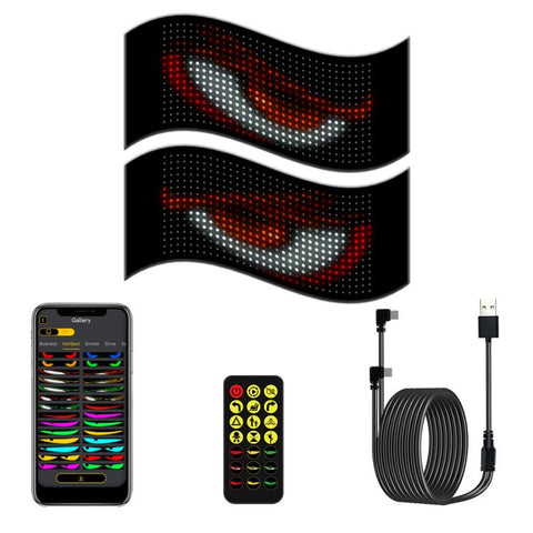 Demon Eye Car Ultra-Thin Waterproof LED Flexible Matrix Display Screen 2pcs, 16 x 32 USB set, 16 x 64 USB set, 20 x 64 USB set, 16 x 96 USB set
