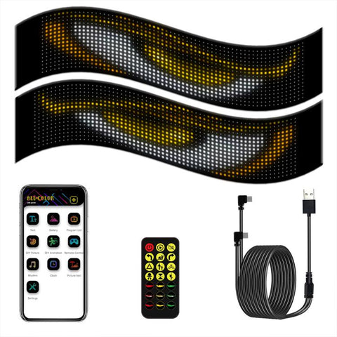 Demon Eye Car Ultra-Thin Waterproof LED Flexible Matrix Display Screen 2pcs, 16 x 32 USB set, 16 x 64 USB set, 20 x 64 USB set, 16 x 96 USB set