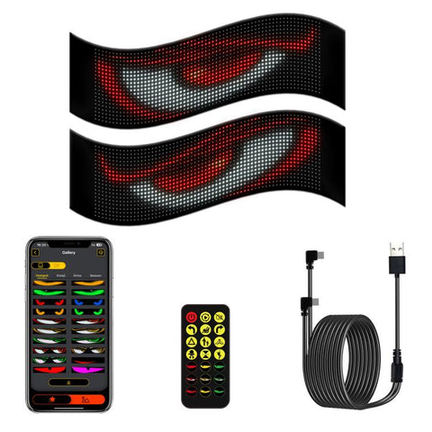 Demon Eye Car Ultra-Thin Waterproof LED Flexible Matrix Display Screen 2pcs, 16 x 32 USB set, 16 x 64 USB set, 20 x 64 USB set, 16 x 96 USB set
