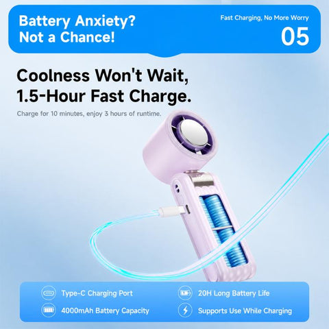Y29 High Speed Cooling Folding Handheld Fan with Digital Display