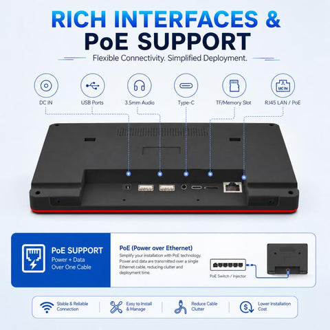 WA1109T 10.95 inch HD Touch Screen Digital Signage with Light, 4GB+64GB, Android 14 RK3576S Quad Core, EU Plug, UK Plug, US Plug