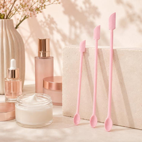 3pcs / Set Mini Double-headed Cosmetic Bottle Silicone Scraper Spoon
