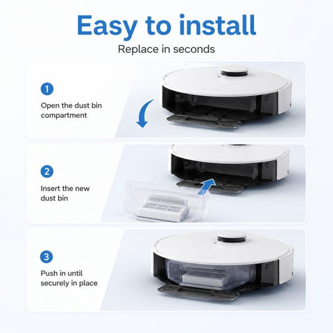 Replacement Accessories for Ecovacs DEEBOT T30 / T30 Pro / T30 Max Robot Vacuum Cleaner, Dust Box, Main Brush Cover, Mop Pad Holder