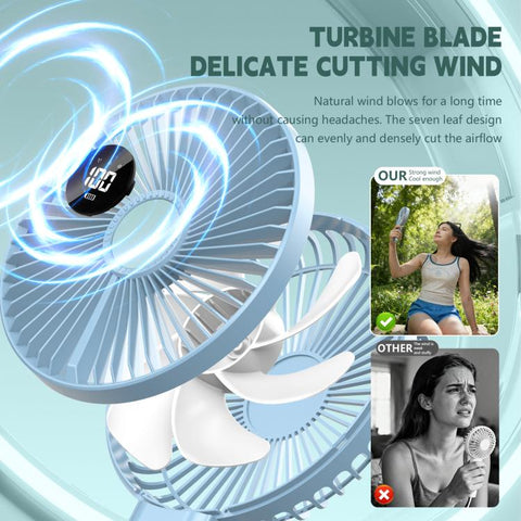 F7 Large Folding Handheld Fan with LED Digital Display