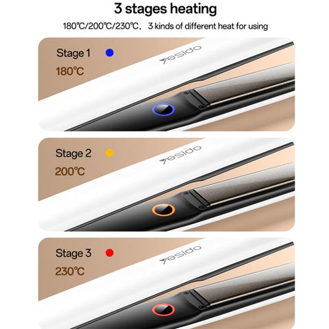 Yesido MG31 Negative Ion 3-Temperature Settings Fast Heating Ceramic Plates Hair Straightener, EU Plug, UK Plug