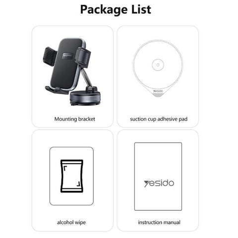 Yesido C283 Car Dashboard Vacuum Suction Cup One Touch Clamp Phone Holder, C283