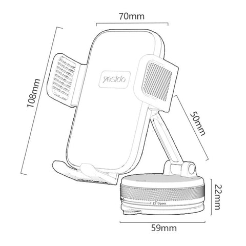 Yesido C283 Car Dashboard Vacuum Suction Cup One Touch Clamp Phone Holder, C283