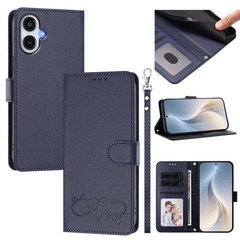 Happy Heart Pattern Magnetic Closure Vegan Leather Phone Case with Wrist Strap, For Galaxy A57 5G, For Galaxy A37 5G, For Galaxy A27 5G, For Galaxy A25e / A25 5G JP