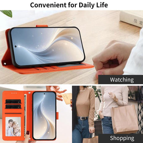 Happy Heart Pattern Magnetic Closure Vegan Leather Phone Case with Wrist Strap, For Galaxy A54 5G