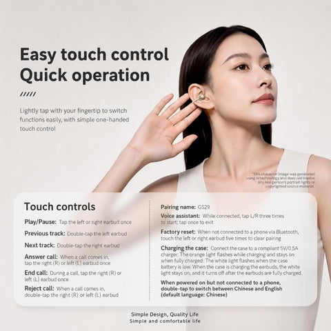 ZGA GS29 Free Music 2 Ear Clip Wireless Bluetooth Earphones