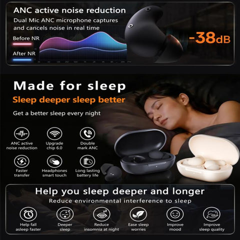 S1 In-Ear Sleep ANC Noise Reduction Bluetooth Earphone