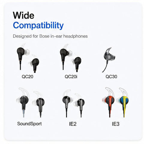 XDcase 3 Pairs Replacement Silicone Ear Tips with Wing, S/M/L Size, For BOSE QC30 / QC20 / QC20i