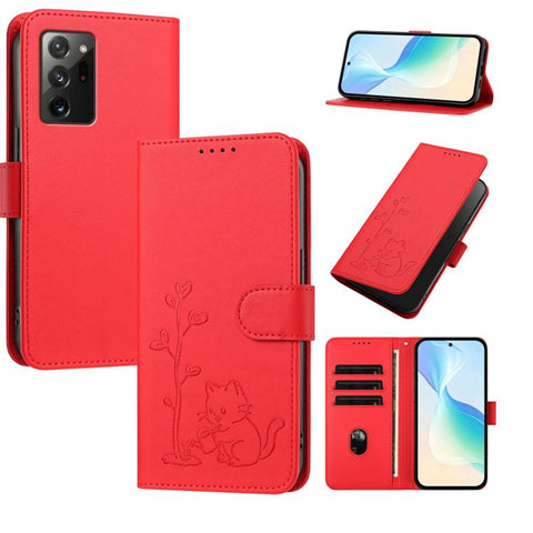 YX0014 Cat Watering Tree Buckle Vegan Leather Phone Case with Lanyard, For Galaxy S21 Ultra 5G, For Galaxy Note20 Ultra, For Galaxy Note20, For Galaxy S20 Ultra