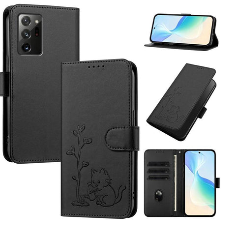YX0014 Cat Watering Tree Buckle Vegan Leather Phone Case with Lanyard, For Galaxy S21 Ultra 5G, For Galaxy Note20 Ultra, For Galaxy Note20, For Galaxy S20 Ultra